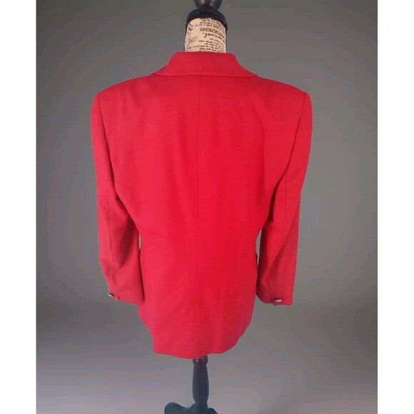 Saville Woolmark Jacket Blazer Red Sz 8 Vintage Lined Single Button Shoulder Pad - Picture 3 of 16